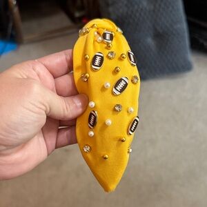 Yellow Embellished Football Charm Headband